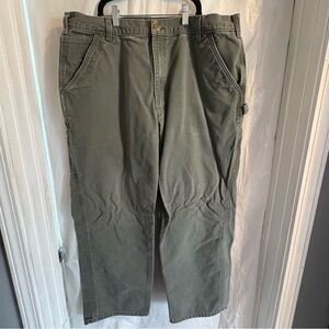 Carhartt Mens Canvas Carpenter Pants Khaki Sage Green 40x30 Relaxed Fit Straight